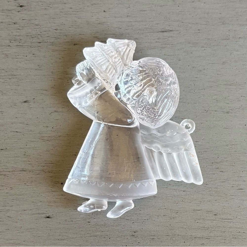 VTG Christmas Tree Ornaments Clear Frosted Plastic Angel Snowman 3 Inch Holiday - Picture 4 of 9